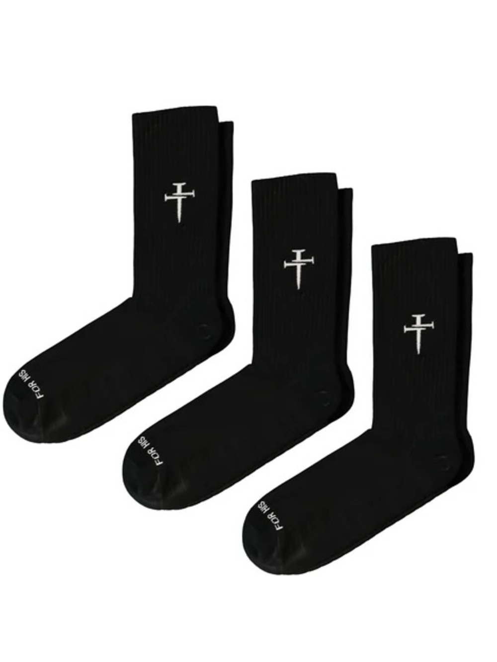 Three Nails Men’s Crew Socks - black S/M